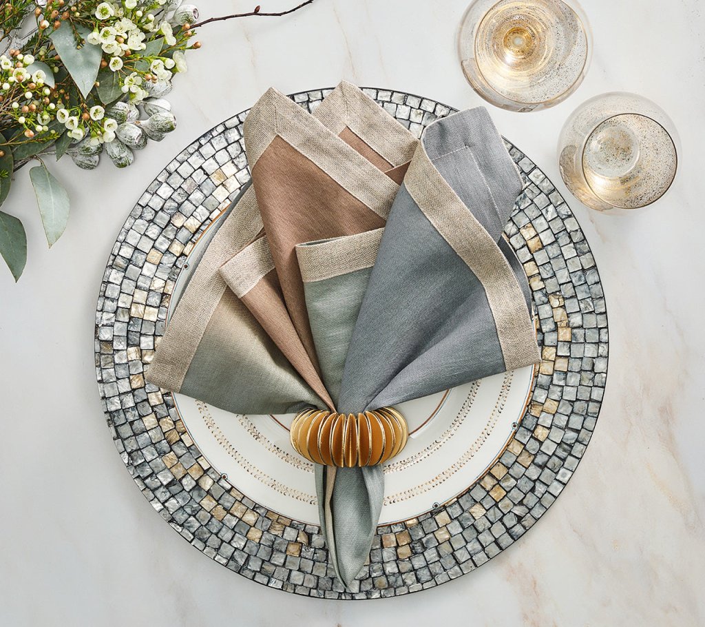 Servilleta Dip Dye Beige, Taupe & Gray Set de 4