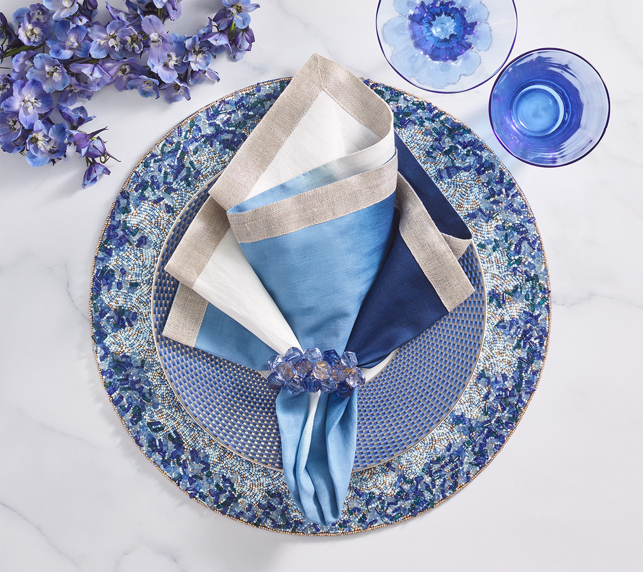 Servilleta Dip Dye Blue/White Set de 4