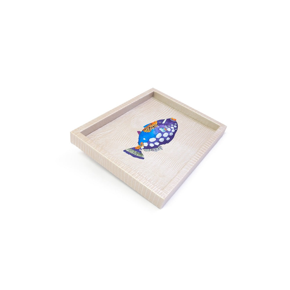 Charola Chica Tejus Plata Beige Pez Indigo