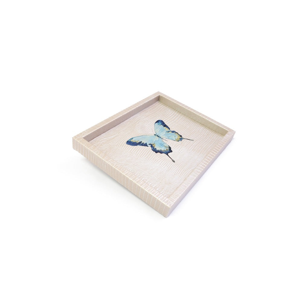 Charola Chica Tejus Plata Beige Mariposa Partida