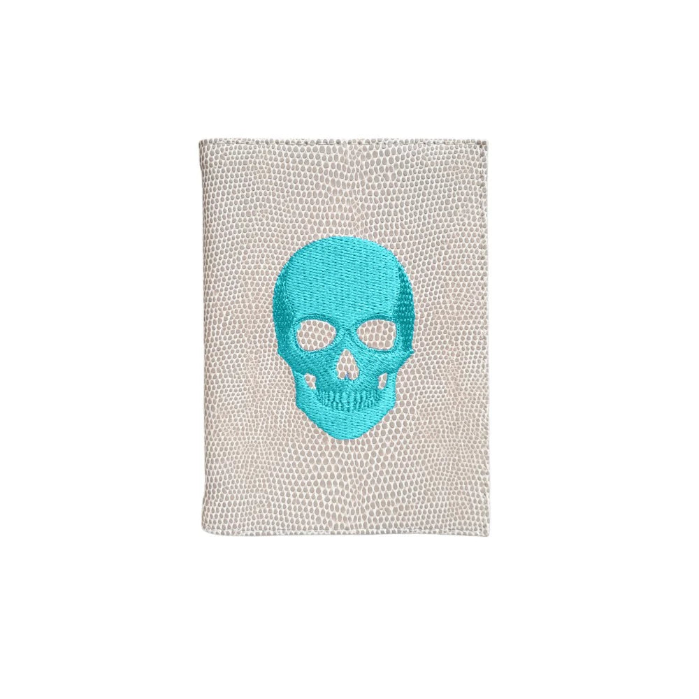 Porta Pasaporte y Visa Rayitas Carne Calaca Aqua