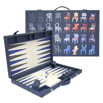 Backgammon Mediano Forro Azul Pedro Friedeberg