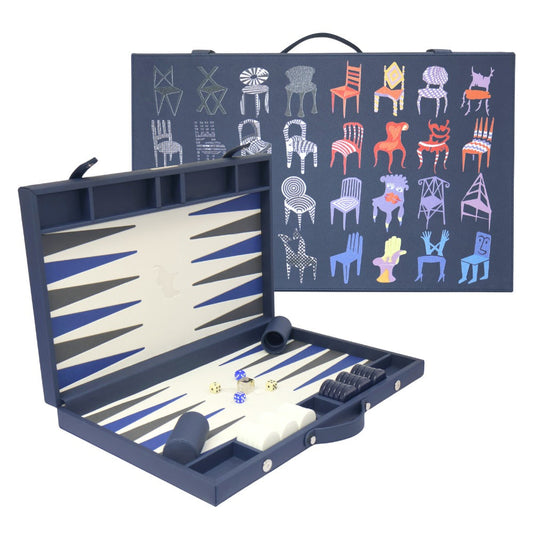 Backgammon Mediano Forro Azul Pedro Friedeberg