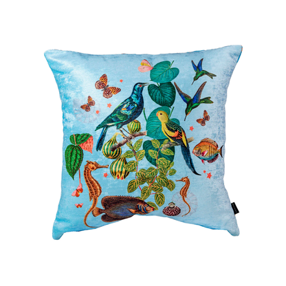 Cojin Mar de Cielo Parrots Velvet