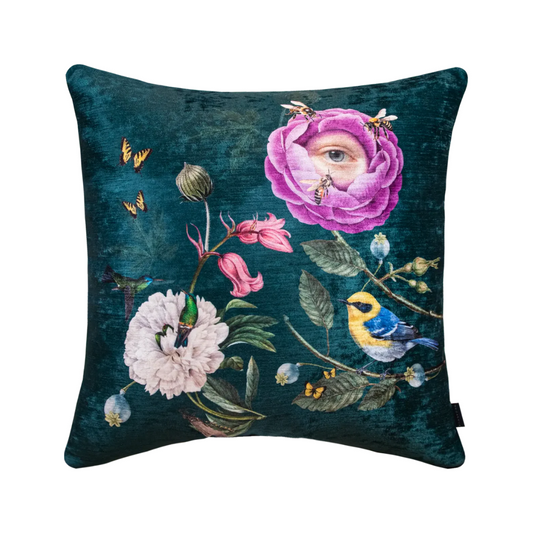 Cojin Pollen Melody Green Bees Velvet