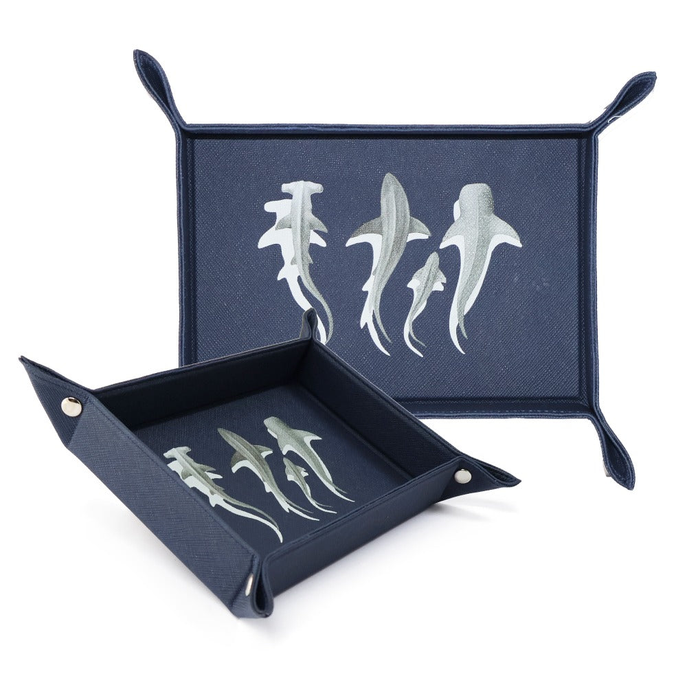 Vacia Bolsillos Forro Azul Noche Tiburones Escala Gris