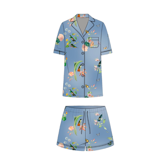 Pijama Short Blue Hummingbird