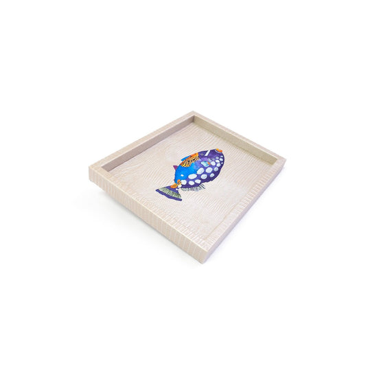 Charola Chica Tejus Plata Beige Pez Indigo