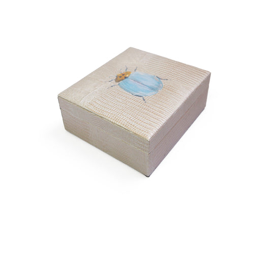Joyero Tejus Plata Beige Escarabajo Azul