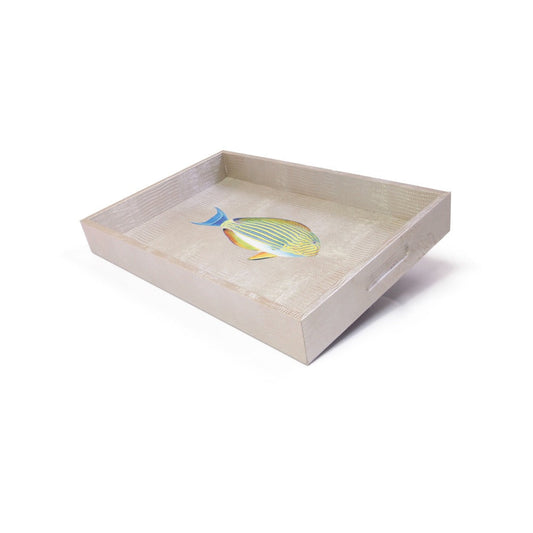 Charola Mediana Tejus Plata Beige Pez Rayas